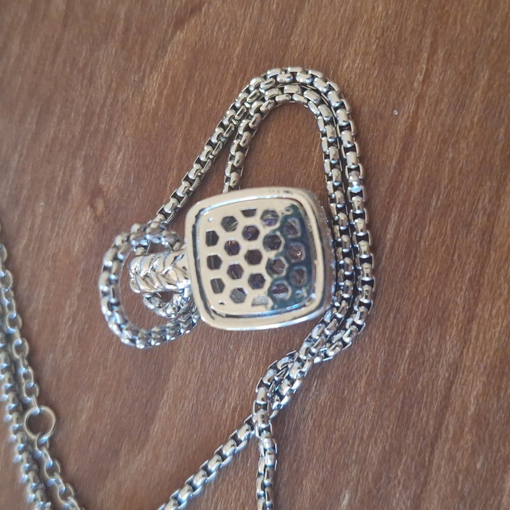 Versona Silver plated necklace + cubic zirconia pendant. New, package damaged - Picture 4 of 5